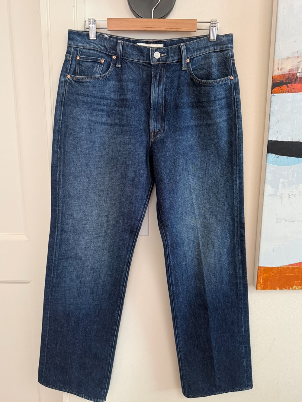 MOTHER Straight-Leg Jeans in Dark Blue Indigo
